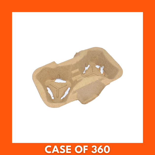 Bulk pack of 360 cardboard takeaway two-cup trays — disposable cup carriers for cafes, coffee shops and events
