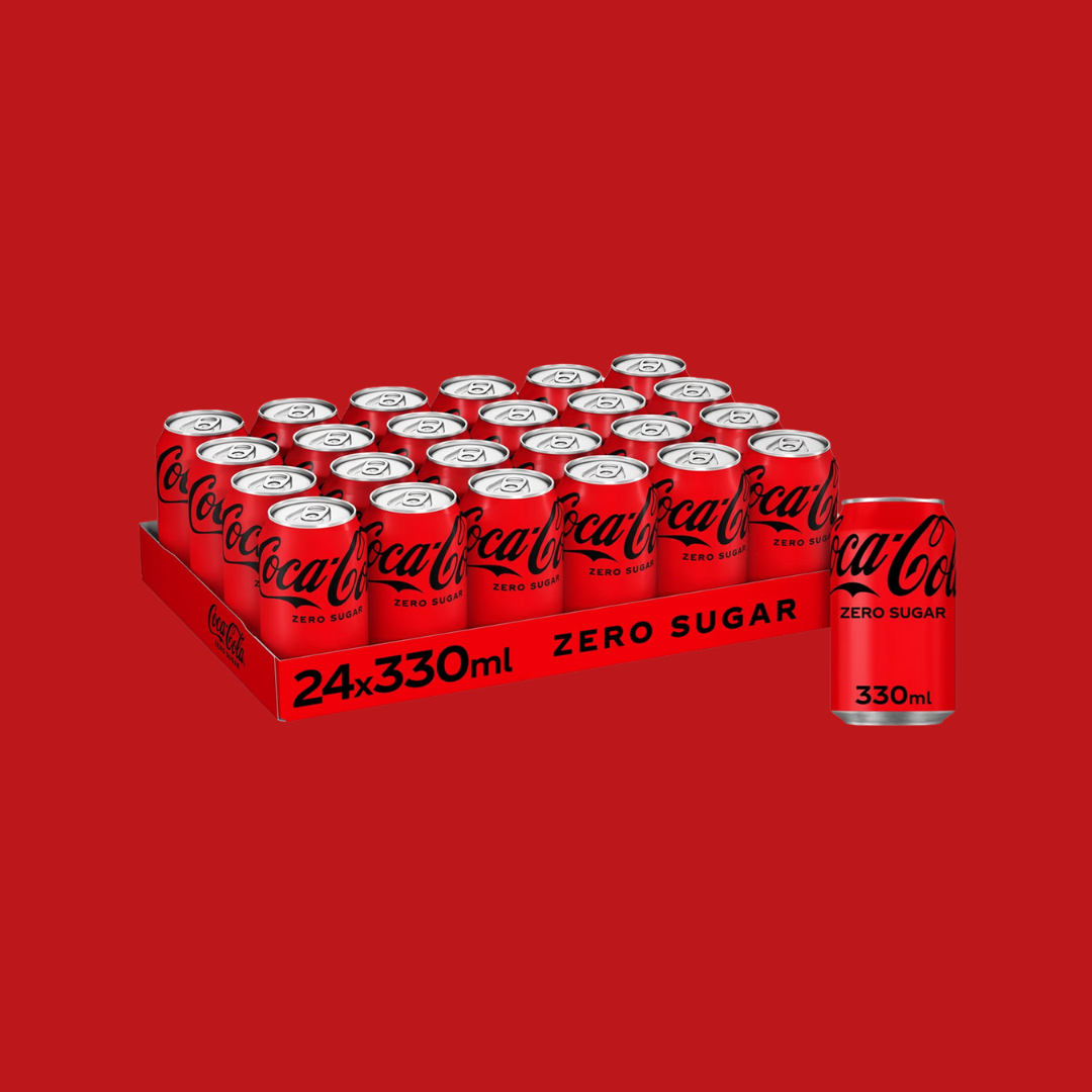 Opened Coca-Cola Zero can with condensation, ready to drink