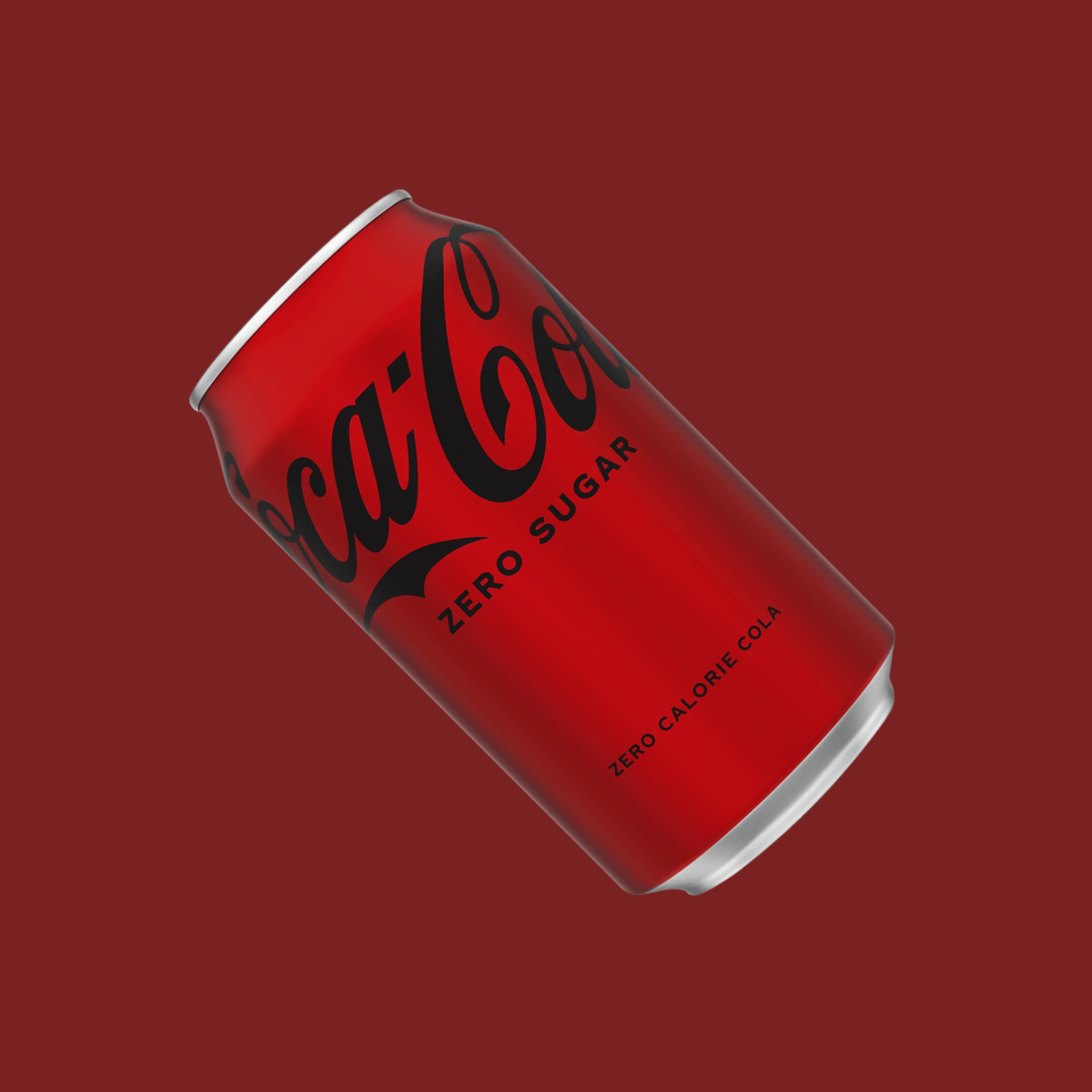 Hand holding a Coca-Cola Zero can against a picnic backdrop