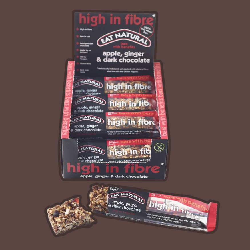 Eat Natural High In Fibre With Apple, Ginger & Dark Chocolate x 12