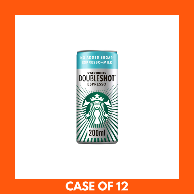 Starbucks DoubleShot Espresso No Added Sugar Iced Coffee Drink 200ml x 12