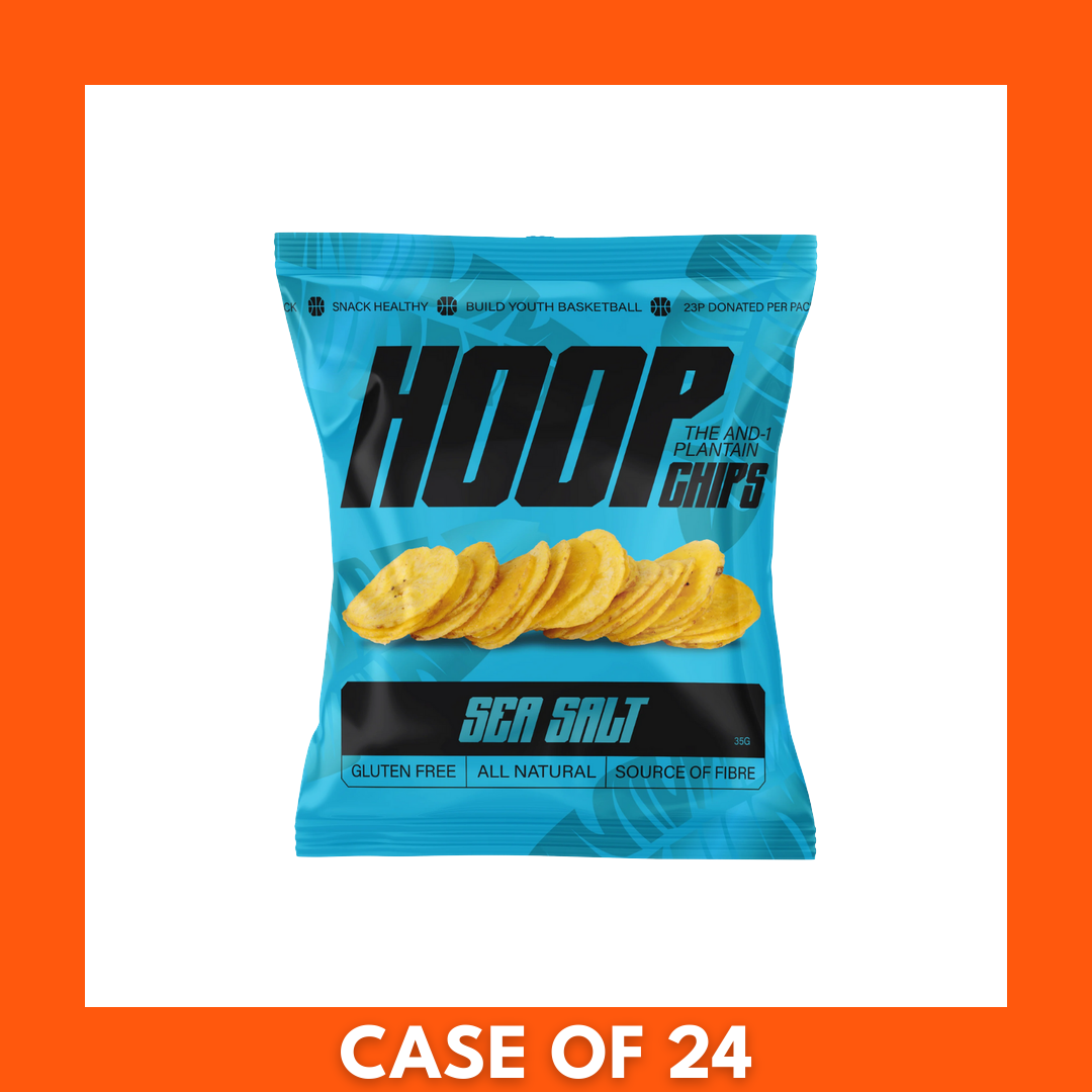 HOOP CHIPS Sea Salt plantain chips - 35g individual bags, case of 24