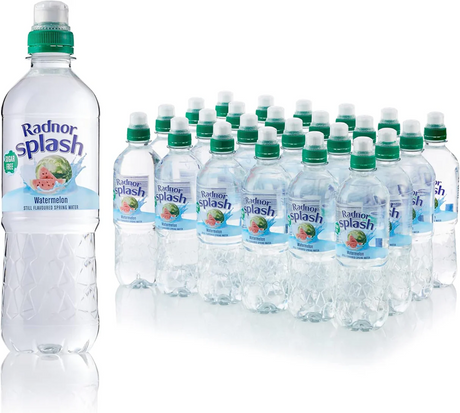 A bottle of Radnor Splash Watermelon with a vibrant and refreshing label.