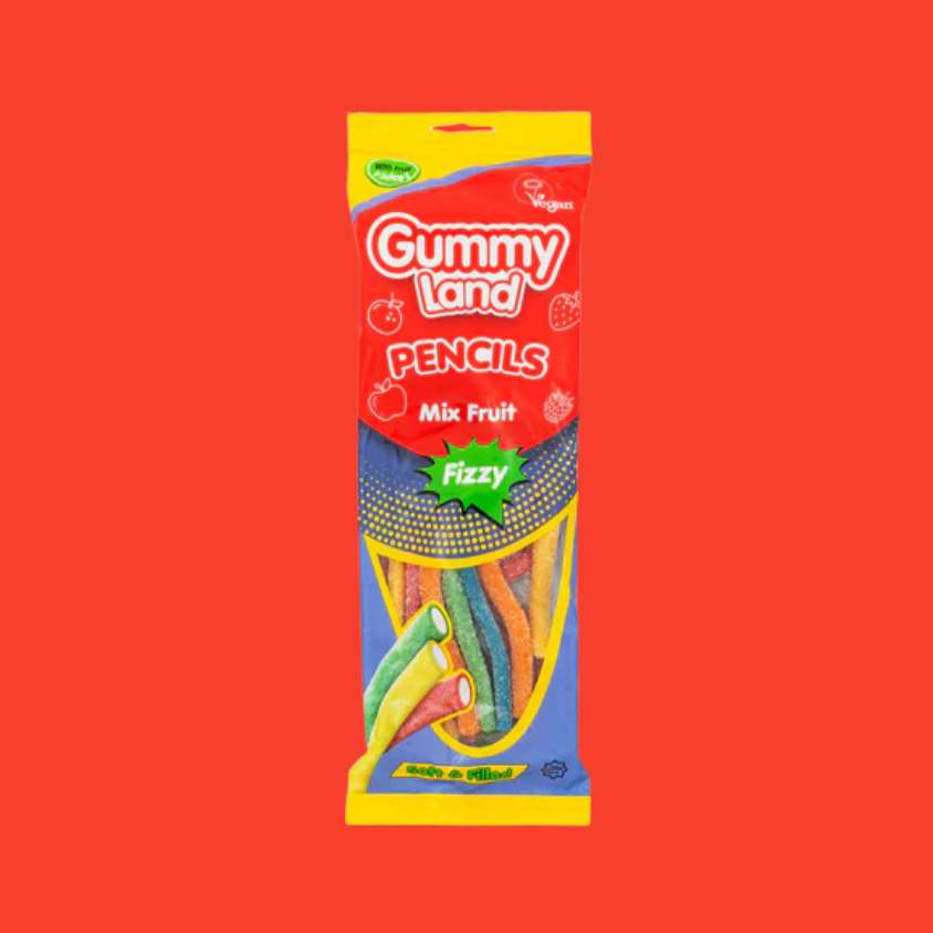 Gummy Land Fizzy Pencils Mix Fruit Sweets 150g x 12
