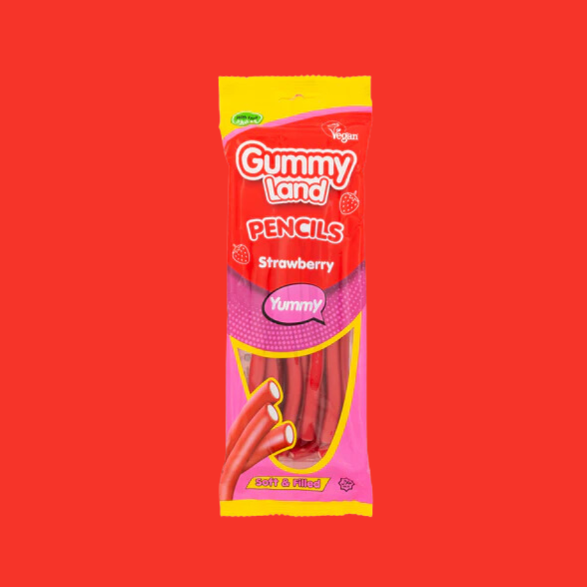 Gummy Land Pencils Strawberry Sweets 150g x 12