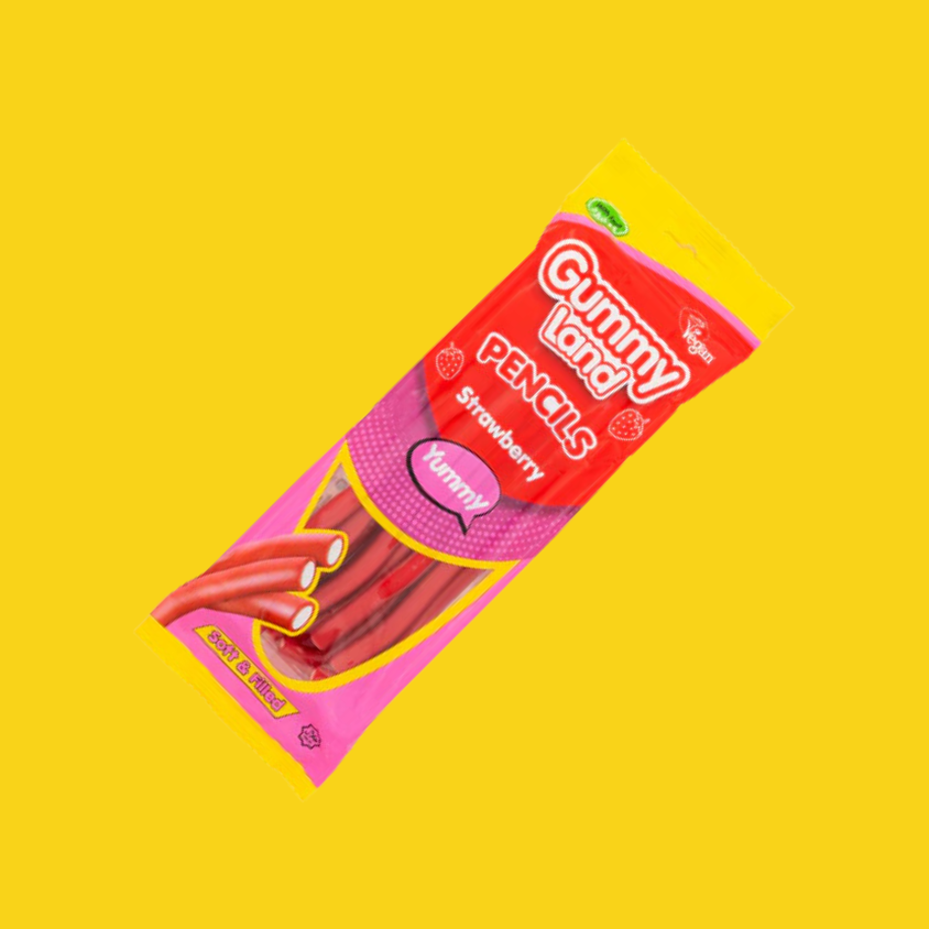 Gummy Land Pencils Strawberry Sweets 150g x 12