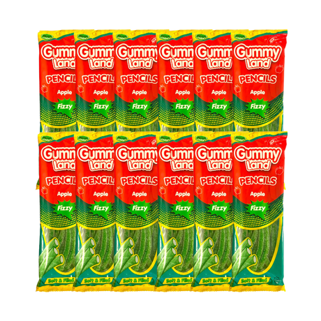 Gummy Land Fizzy Apple Pencils Sweets 150g x 12