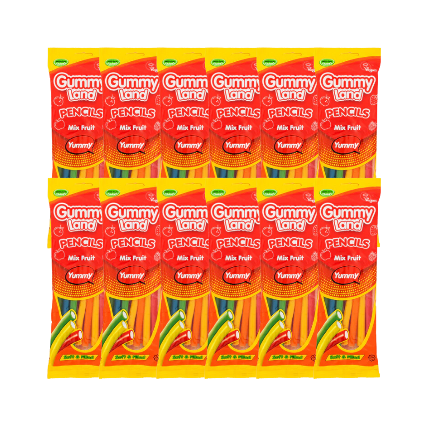 Gummy Land Pencils Mix Fruit Sweets 150g x 12