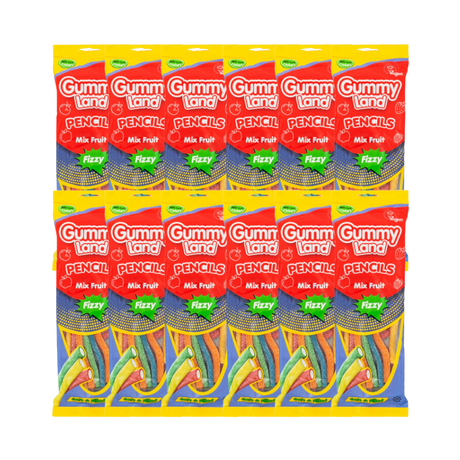 Gummy Land Fizzy Pencils Mix Fruit Sweets 150g x 12