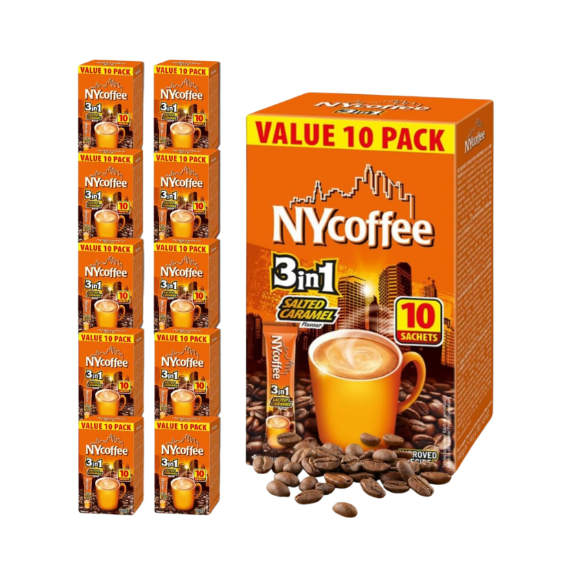 NY Coffee Salted Caramel 3 in 1 x 10 - 200 Cases (Pallet Buy). £7.90 per case of 10.