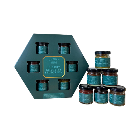 Market Place Food Company luxury chutney selection gift set with six glass jars