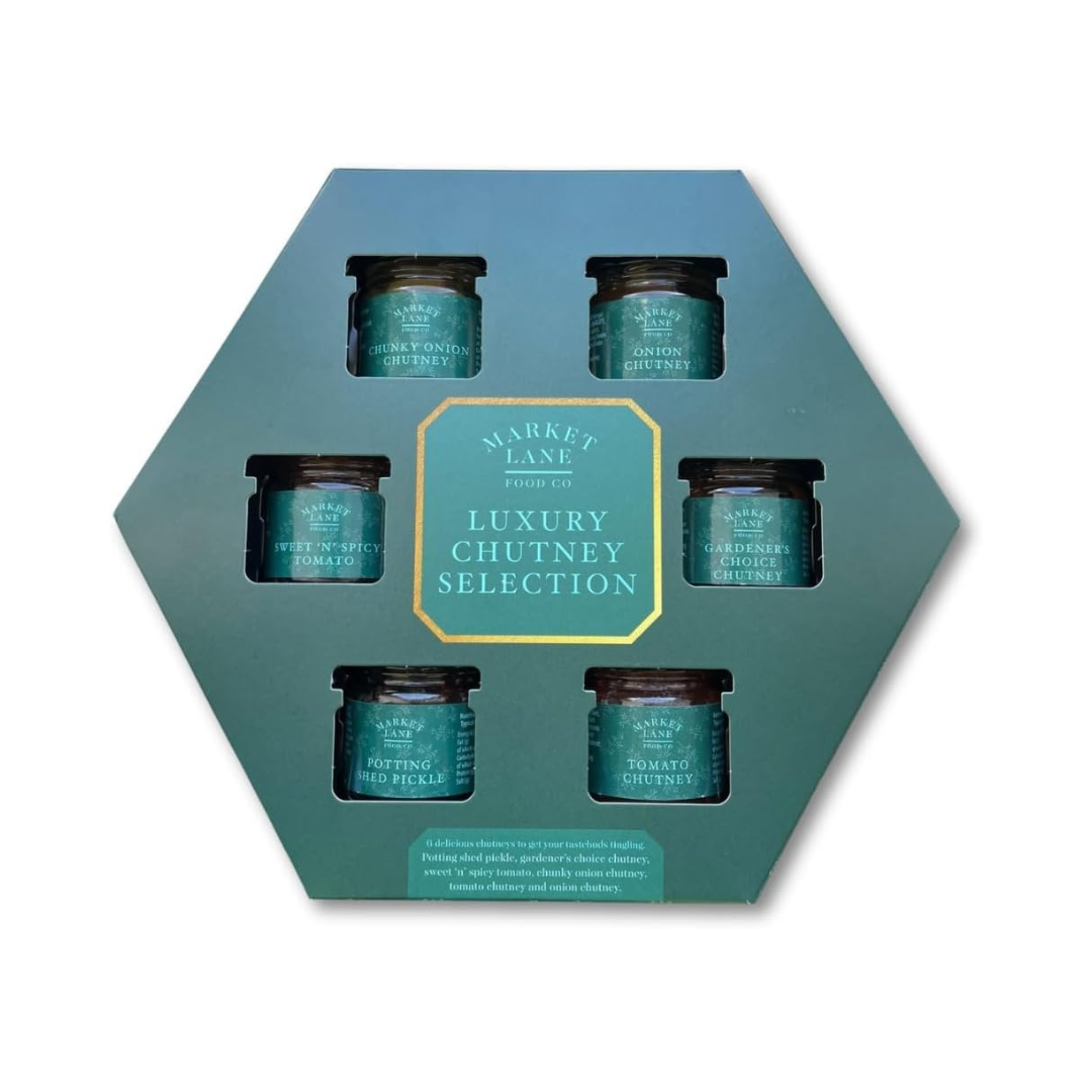 Assorted chutney gift box including tomato, onion, and pickle varieties