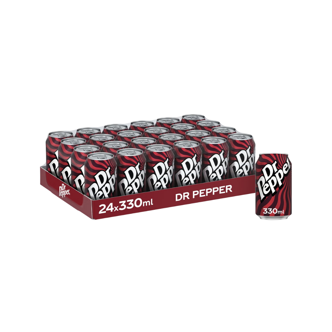 Dr Pepper 330 ml can front view with logo visible