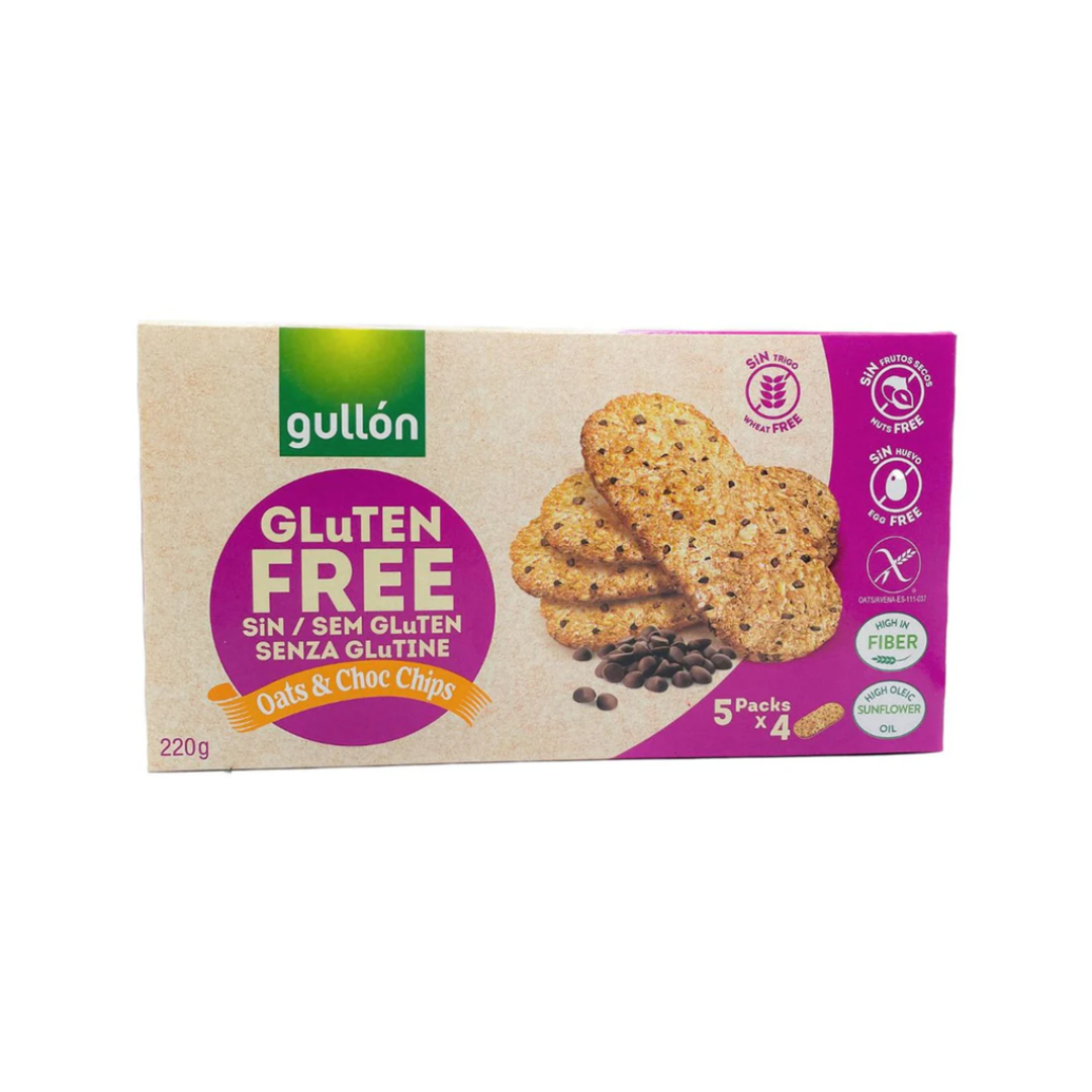 Gullon gluten free chocolate chip biscuits in packaging