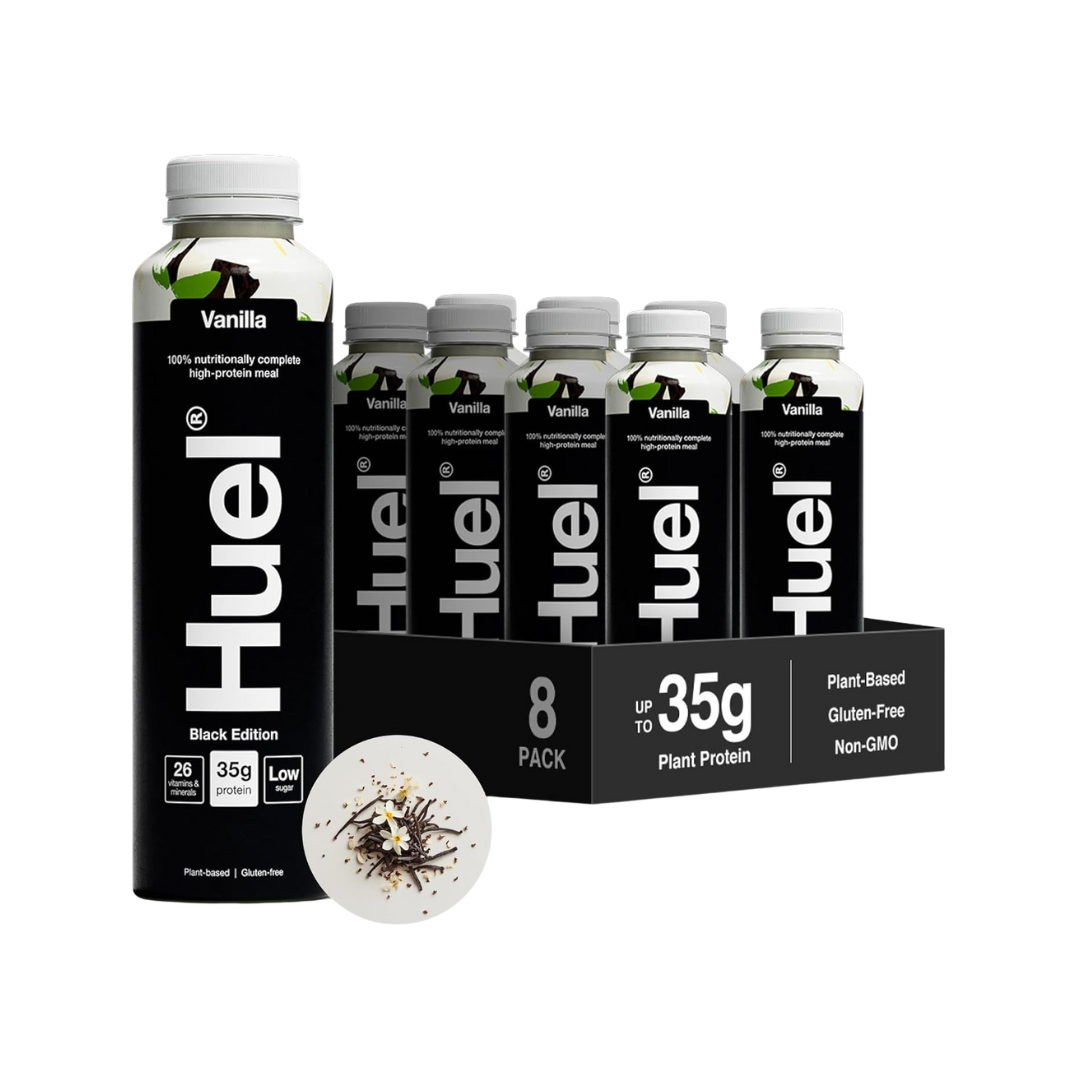 Huel Vanilla Black Edition 500ml complete meal drink pack of 8