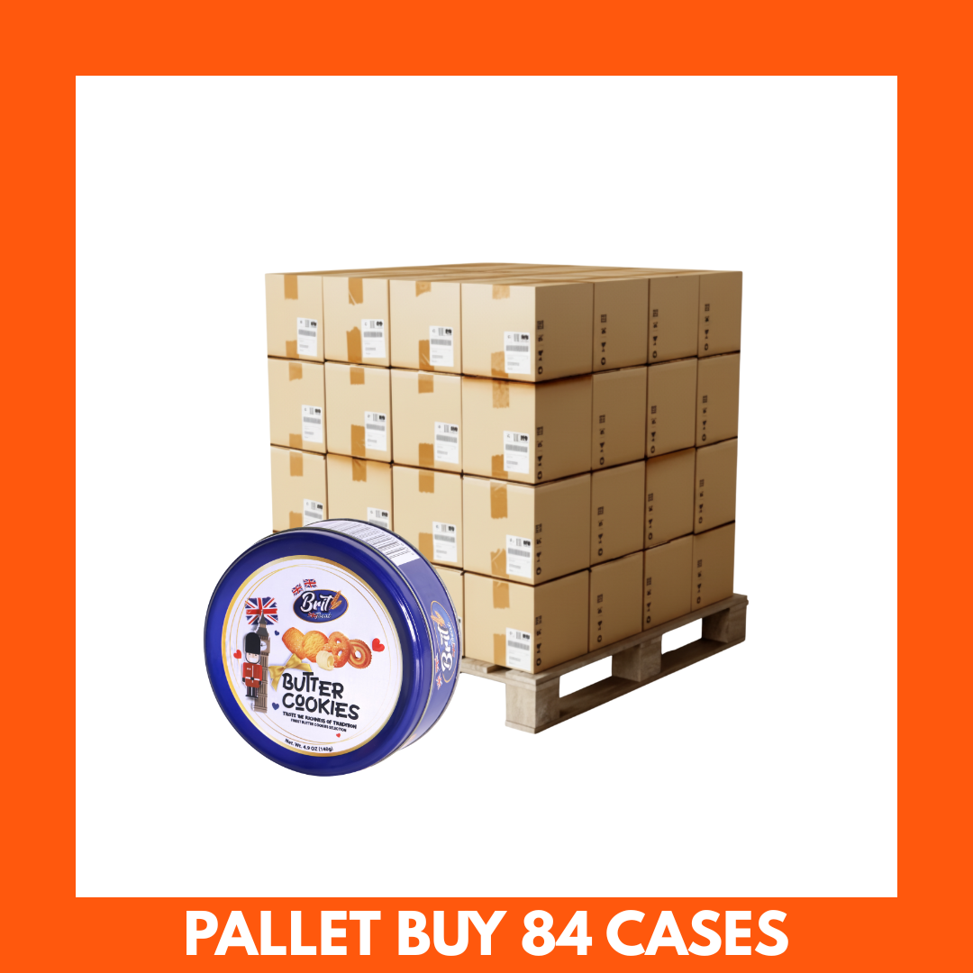 BRIT TREAT Danish Butter Cookies 140g tin with golden biscuits