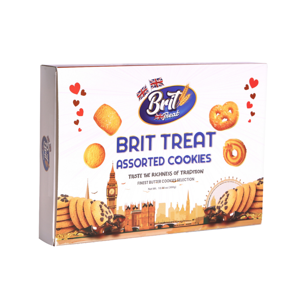 Close-up of assorted Danish butter cookies arranged on a plate