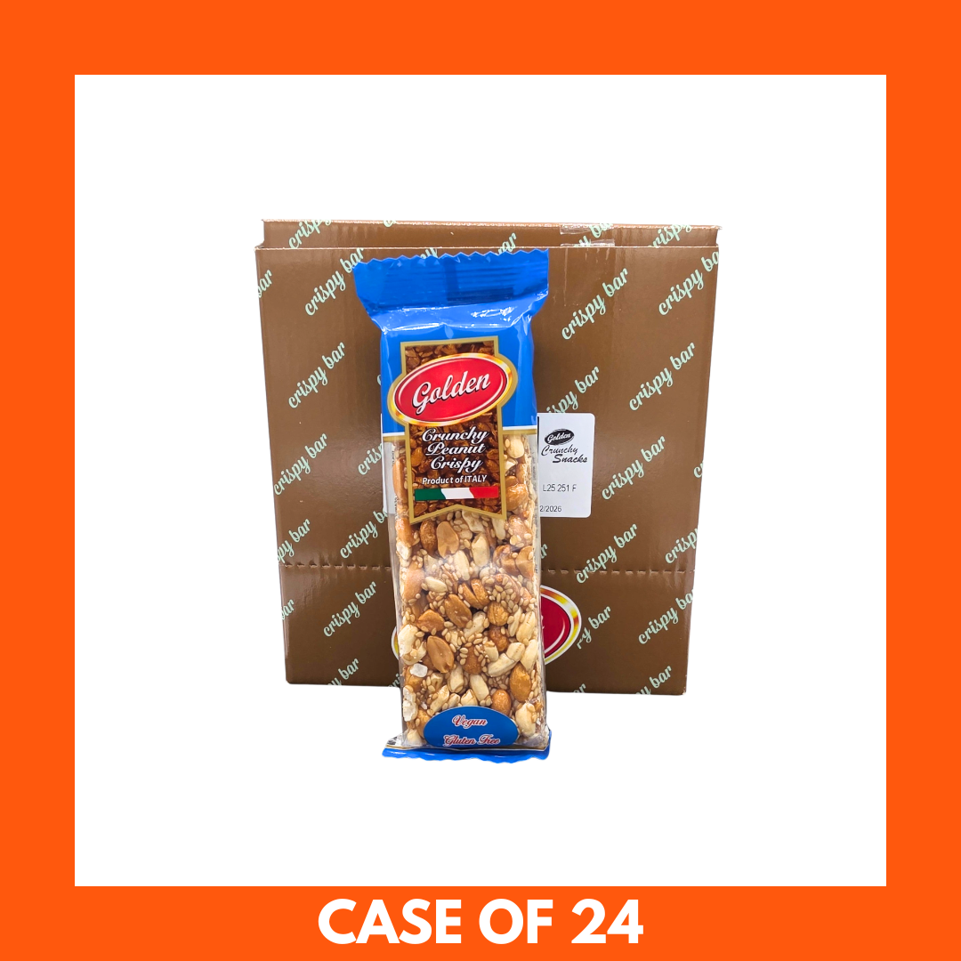 Close-up of Golden Crunchy Peanut Crispy Bar unwrapped on a table