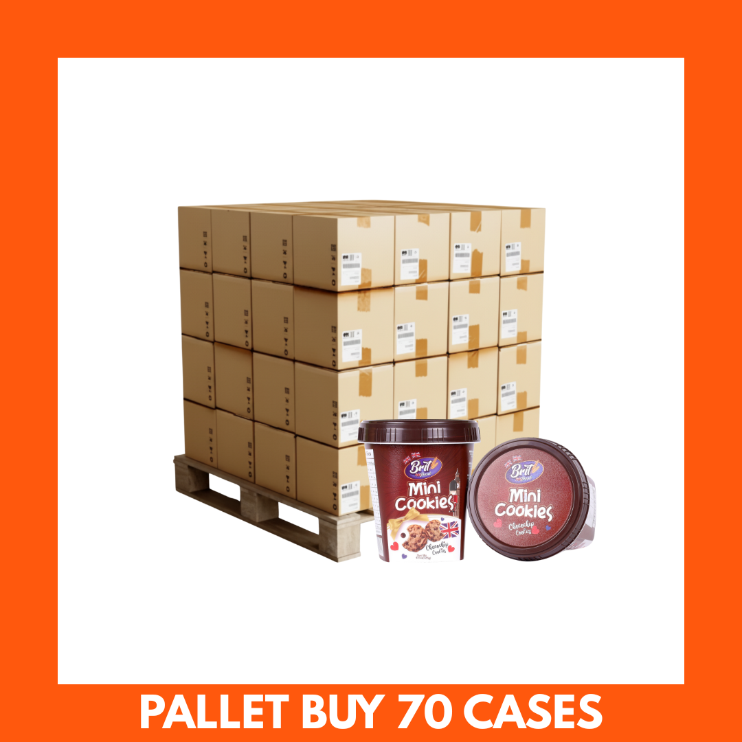 Brit Treat Choco Chip Cookies Mini Cup 125g with visible chocolate chip cookies