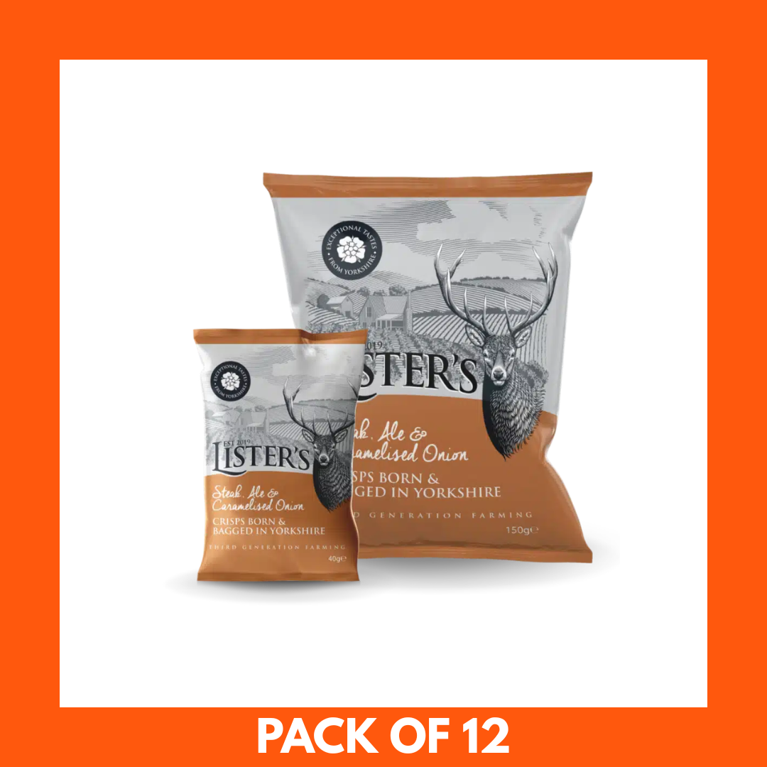 Listers Crisps - Steak, Ale and Caramelised Onion 40g x 12