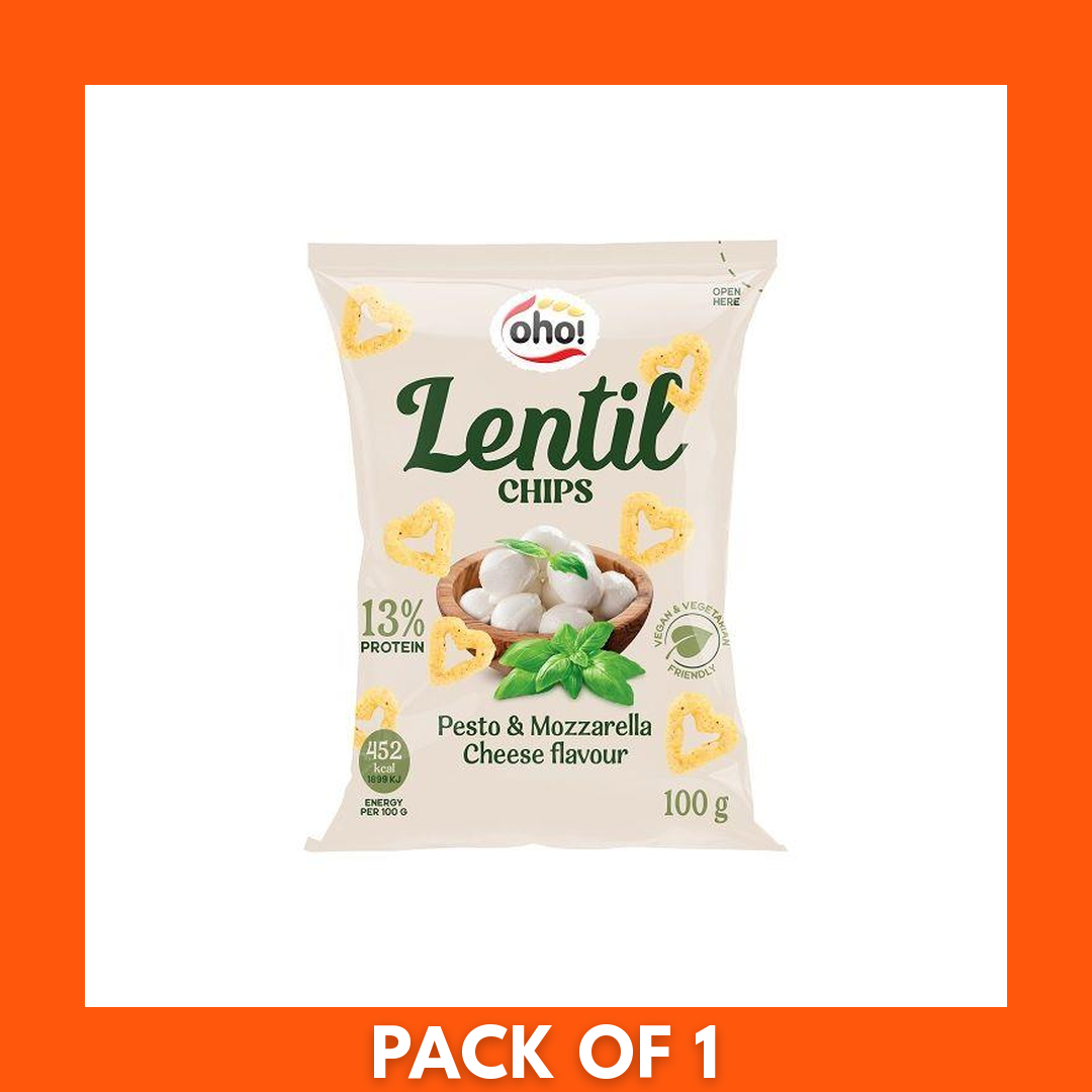Oho Lentil Crisps with Pesto and Mozzarella 1 x 100g