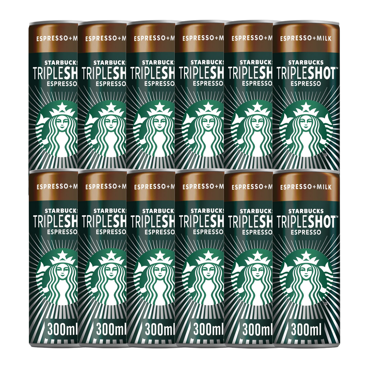 Single 300ml can of Starbucks Tripleshot Espresso Iced Coffee against a plain background