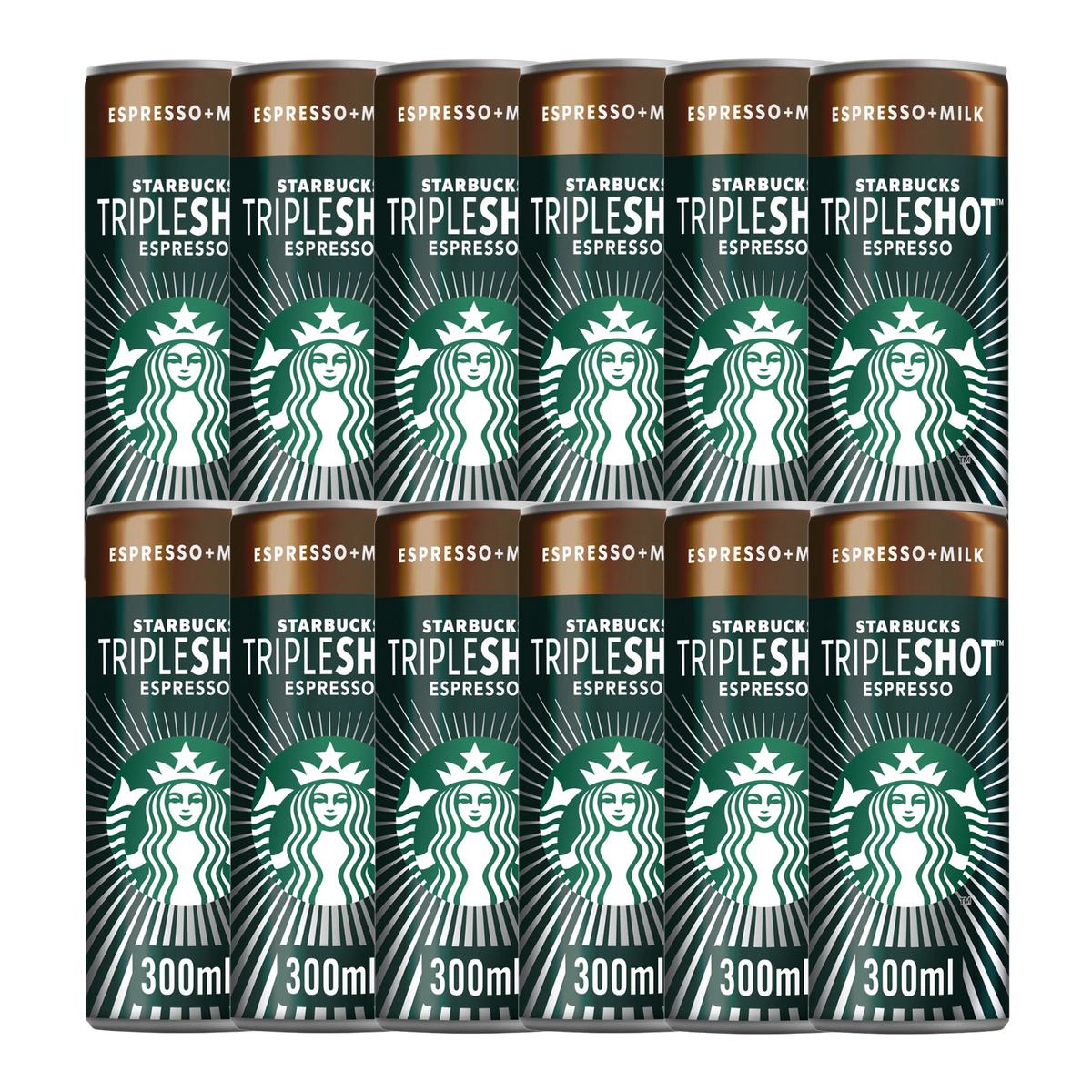 Single 300ml can of Starbucks Tripleshot Espresso Iced Coffee against a plain background