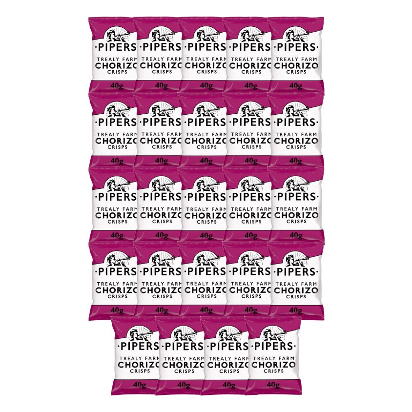 PIPERS Trealy Farm Chorizo Crisps in their 40g packaging.