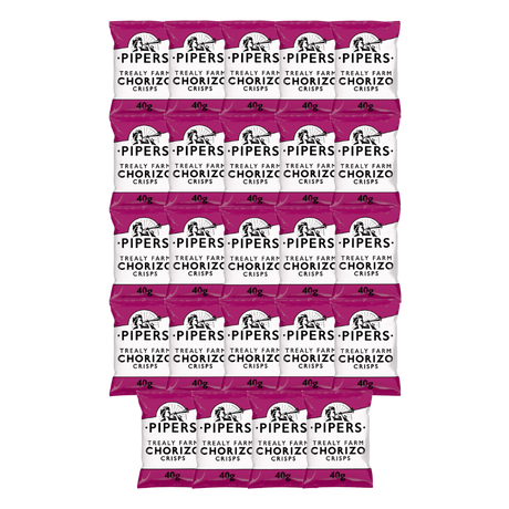 PIPERS Trealy Farm Chorizo Crisps in their 40g packaging.
