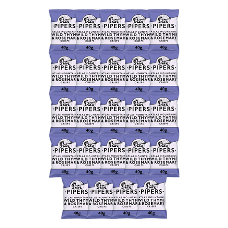 PIPERS Wild Thyme & Rosemary Crisps in their 40g packaging.