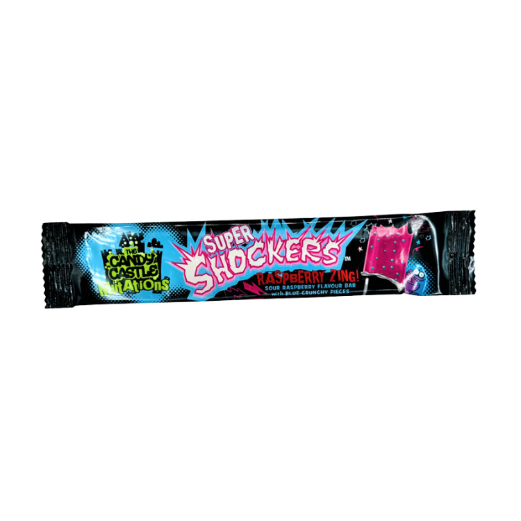 CCCM Weird Pink Raspberry Weirds Shocker Bars in their bright packaging.