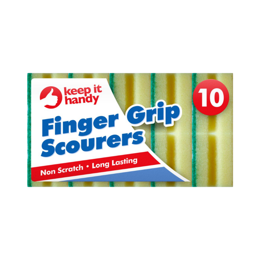 Finger Grip Sponge Scourer with Green Abrasive Side 10pk x 12