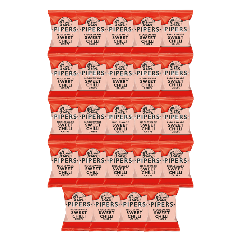 PIPERS Biggleswade Sweet Chilli Crisps in their 40g packaging.