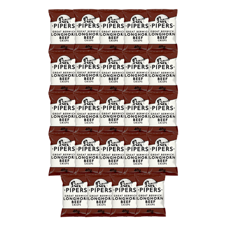 PIPERS Great Berwick Longhorn Beef Crisps in their 40g packaging.