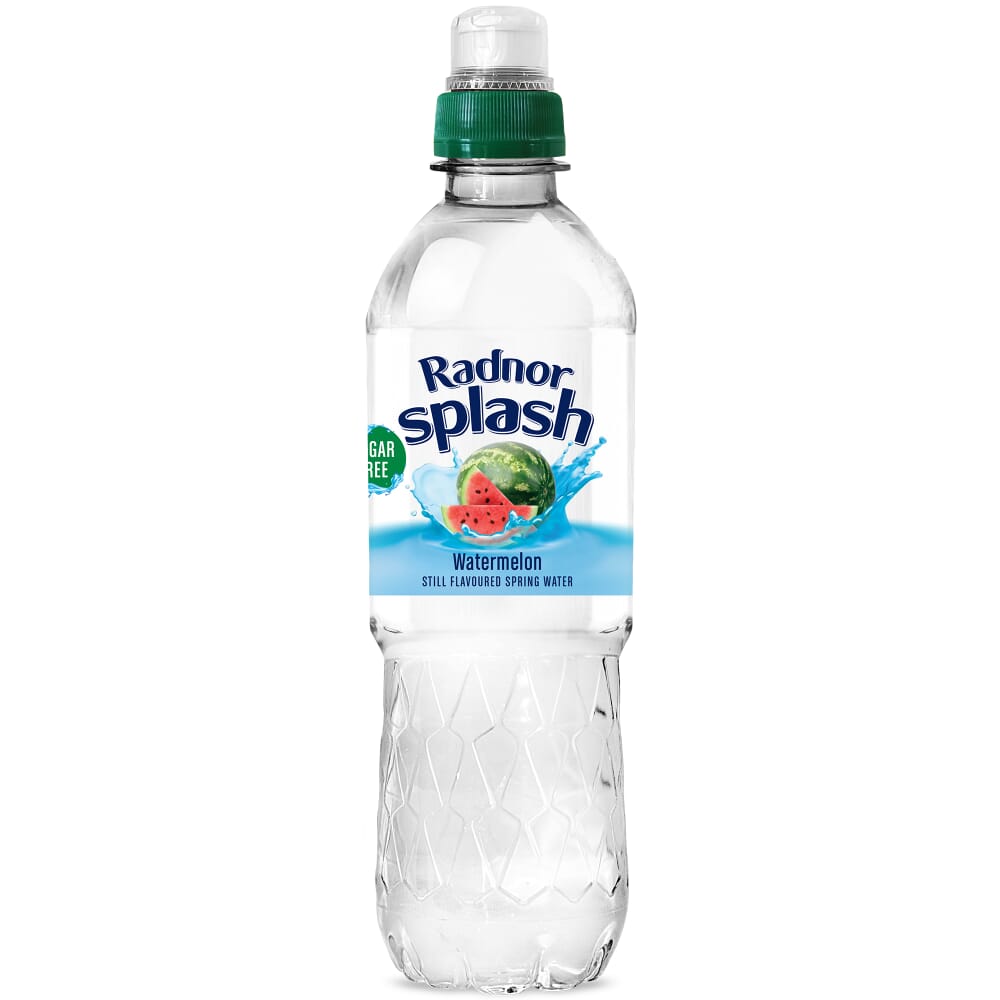 A 24-pack of Radnor Splash bottles arranged for easy storage.