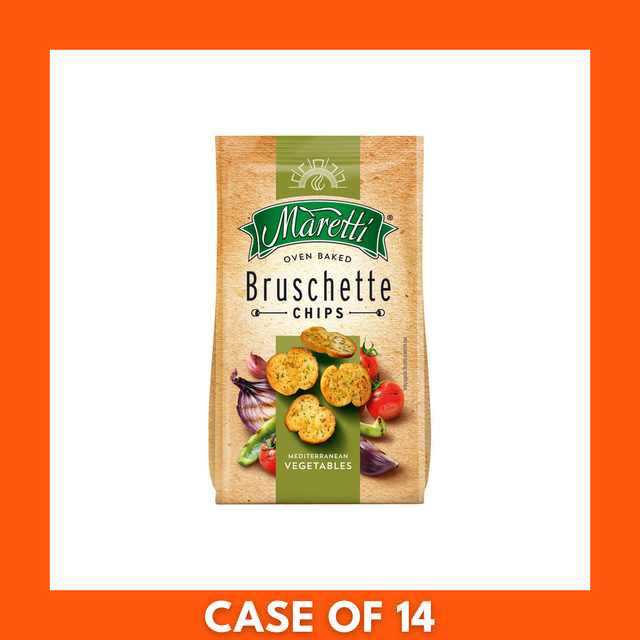Maretti Bruschette Mediterranean Vegetables chips 70g x 14 multipack — 14 individual bags of crisp savory vegetable bruschette