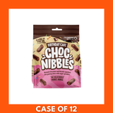 Pack of 12 Chocolate Nibbles Birthday Cakes, 135g each — row of chocolate birthday cakes topped with creamy frosting and colorful rainbow sprinkles, packed for retail display