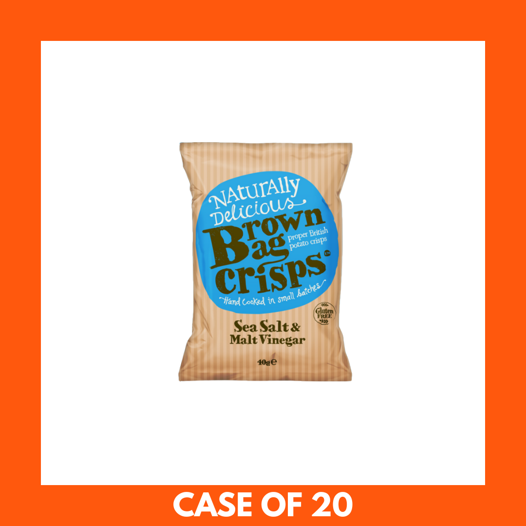 Brown Bag Crisps Sea Salt and Malt Vinegar 20 x 40g