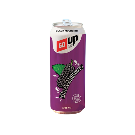Close-up of Go Up Black Mulberry fizzy drink can