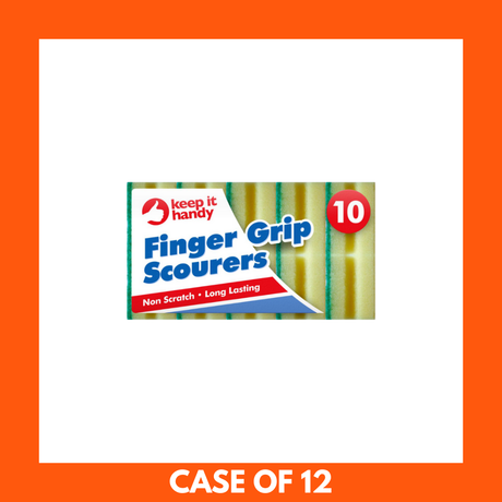 Finger Grip Sponge Scourer with Green Abrasive Side 10pk x 12