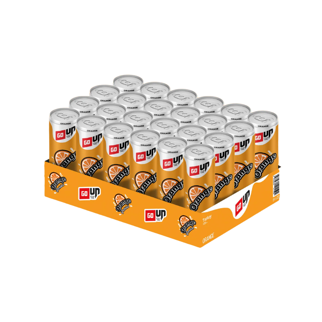 Bulk pallet of Go Up Orange fizzy drink cases