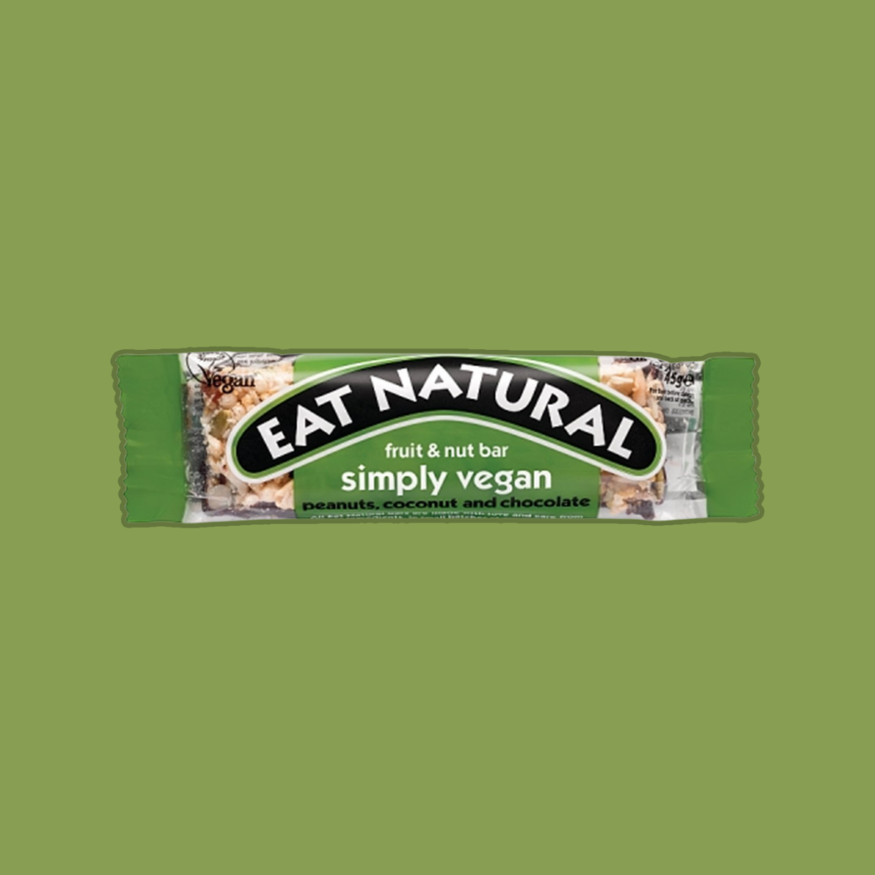 Eat Natural Simply Vegan - Peanuts, Coconut And Chocolate (Pack of 12)