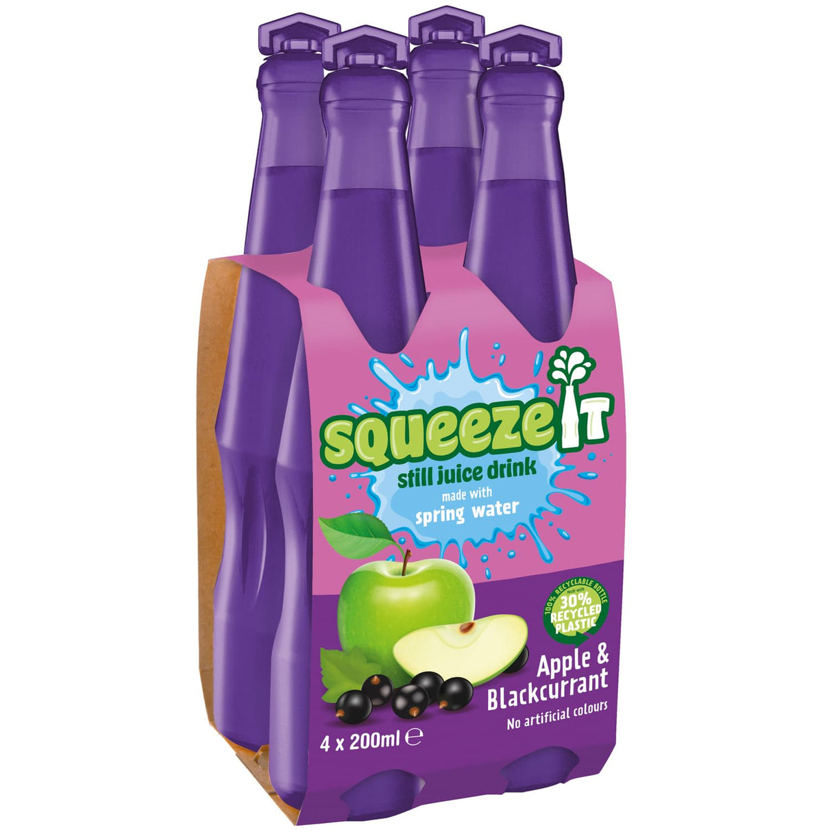 Squeeze It Still Juice Drink Apple & Blackcurrant 4 x 200ml by SQUEEZE IT