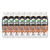 A bottle of Arla Protein Chocolate Caramel shake, highlighting its high-protein content.