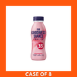 For Goodness Shakes Strawberry 330ml — pack of 8 ready-to-drink strawberry milkshake bottles with branded labels and white caps