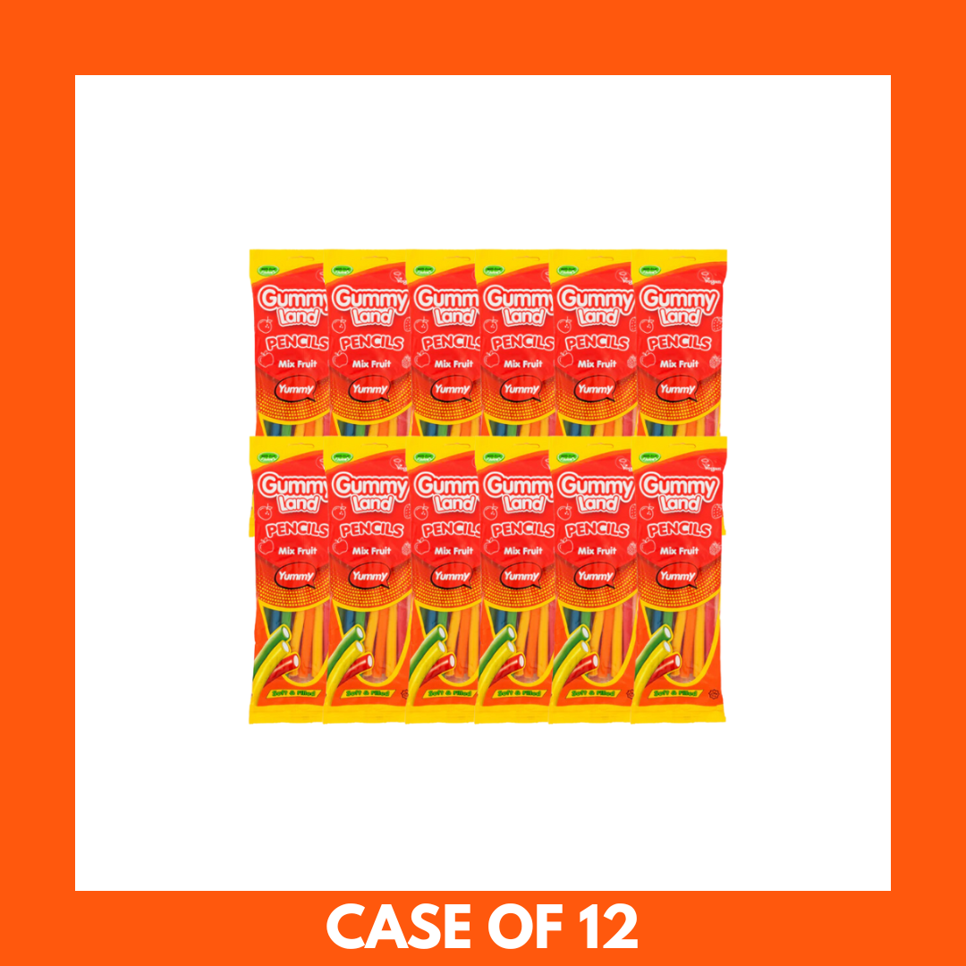 Gummy Land Pencils Mix Fruit Sweets 150g x 12