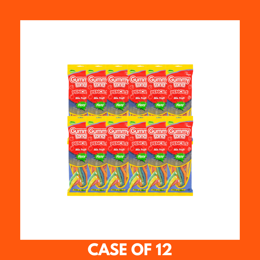 Gummy Land Fizzy Pencils Mix Fruit Sweets 150g x 12