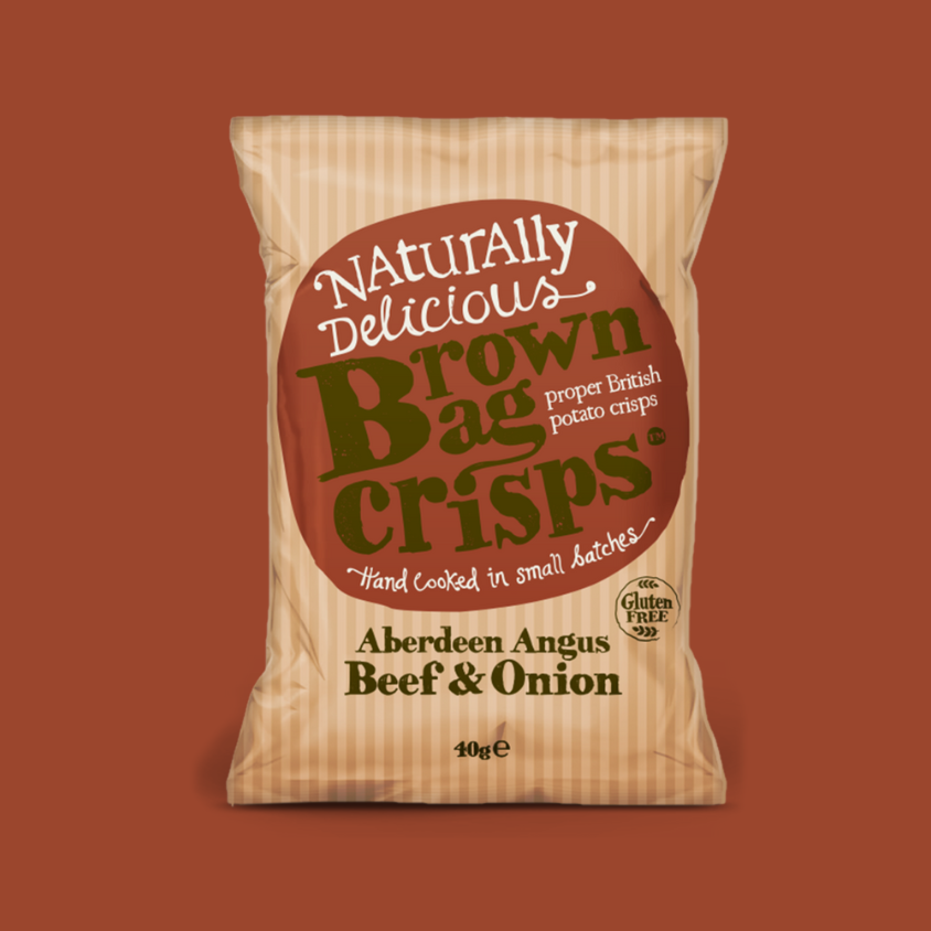 Brown Bag Crisps Aberdeen Angus Beef & Onion 20 x 40g