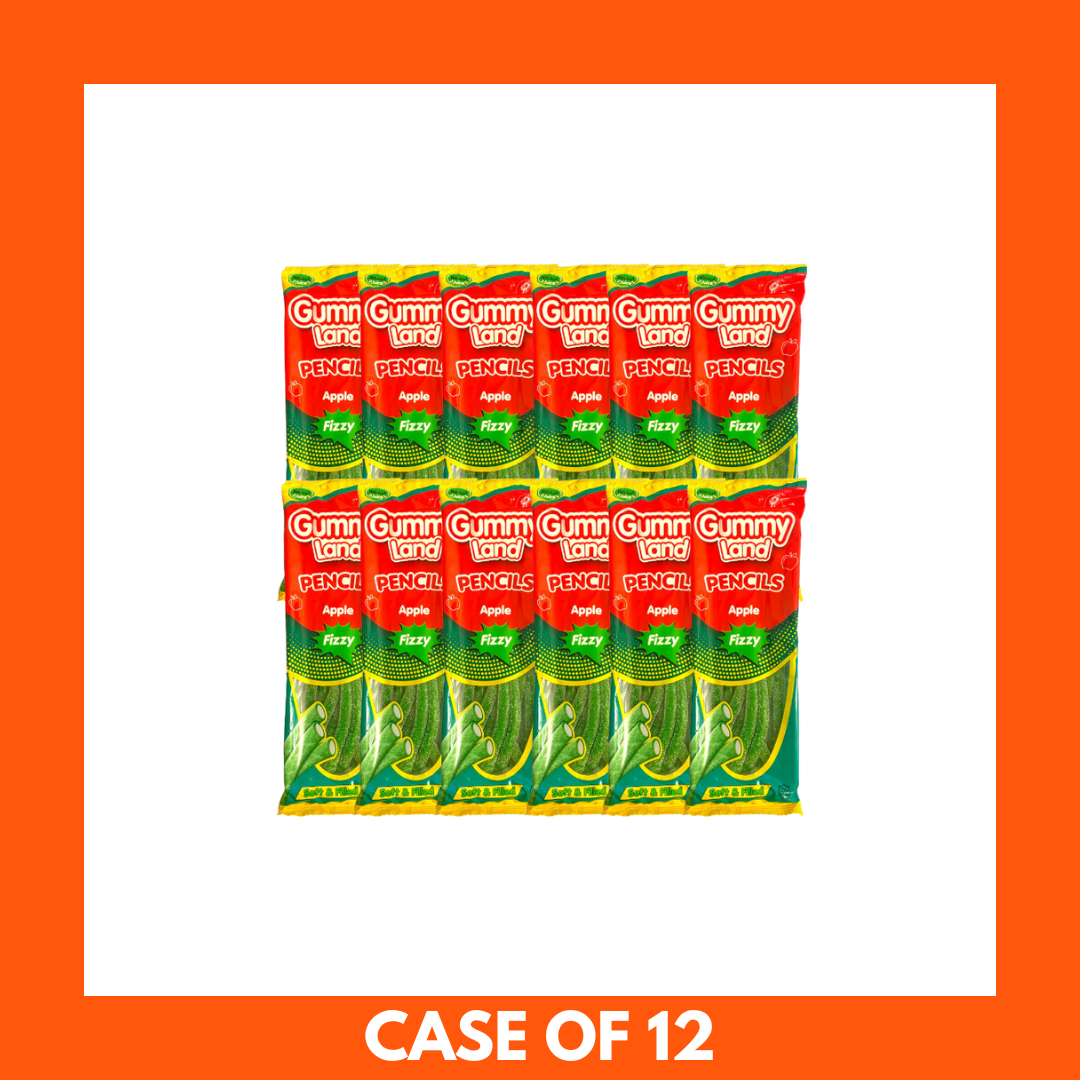 Gummy Land Fizzy Apple Pencils Sweets 150g x 12