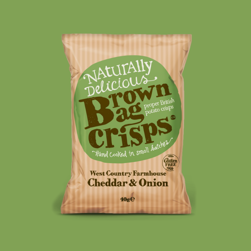 Brown Bag Crisps West Country Farmhouse Cheddar and Onion 20 x 40g